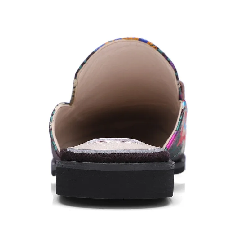 Black fabric with flower fashion trend custom logo slide sandal for women