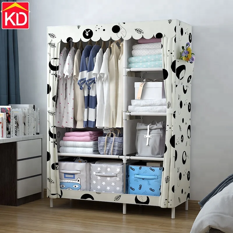 Large capacity portable clothes closet storage organizer fabric wardrobe