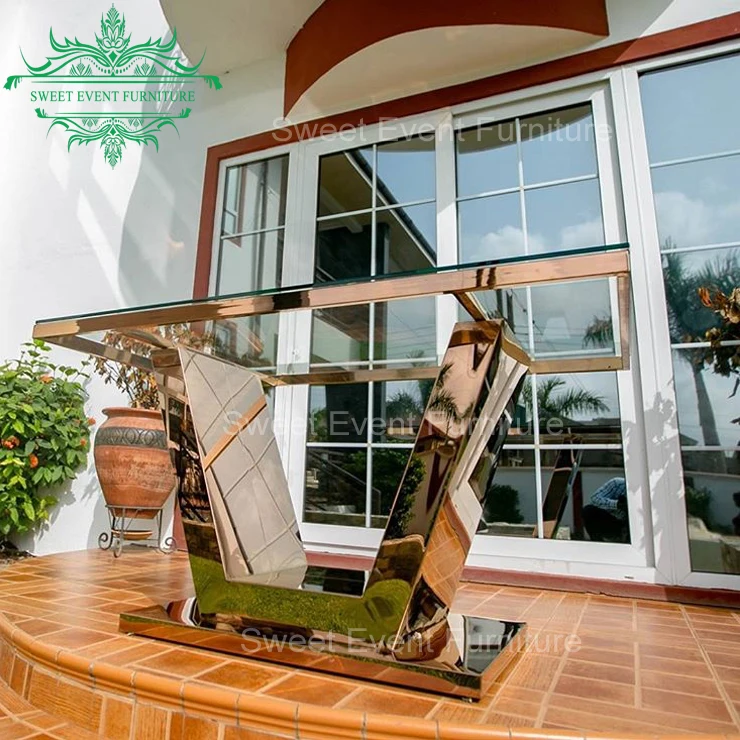 New dining room furniture stainless steel metal frame dining table