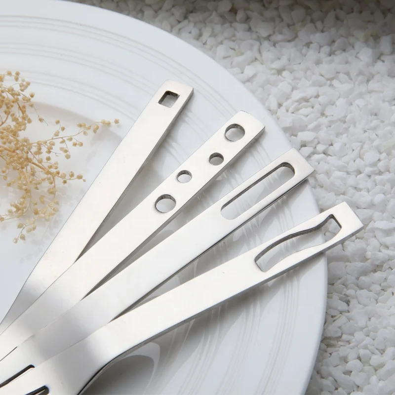 Cute mini hanging stainless steel cutlery set cafe spoon cake fruit fork with holes