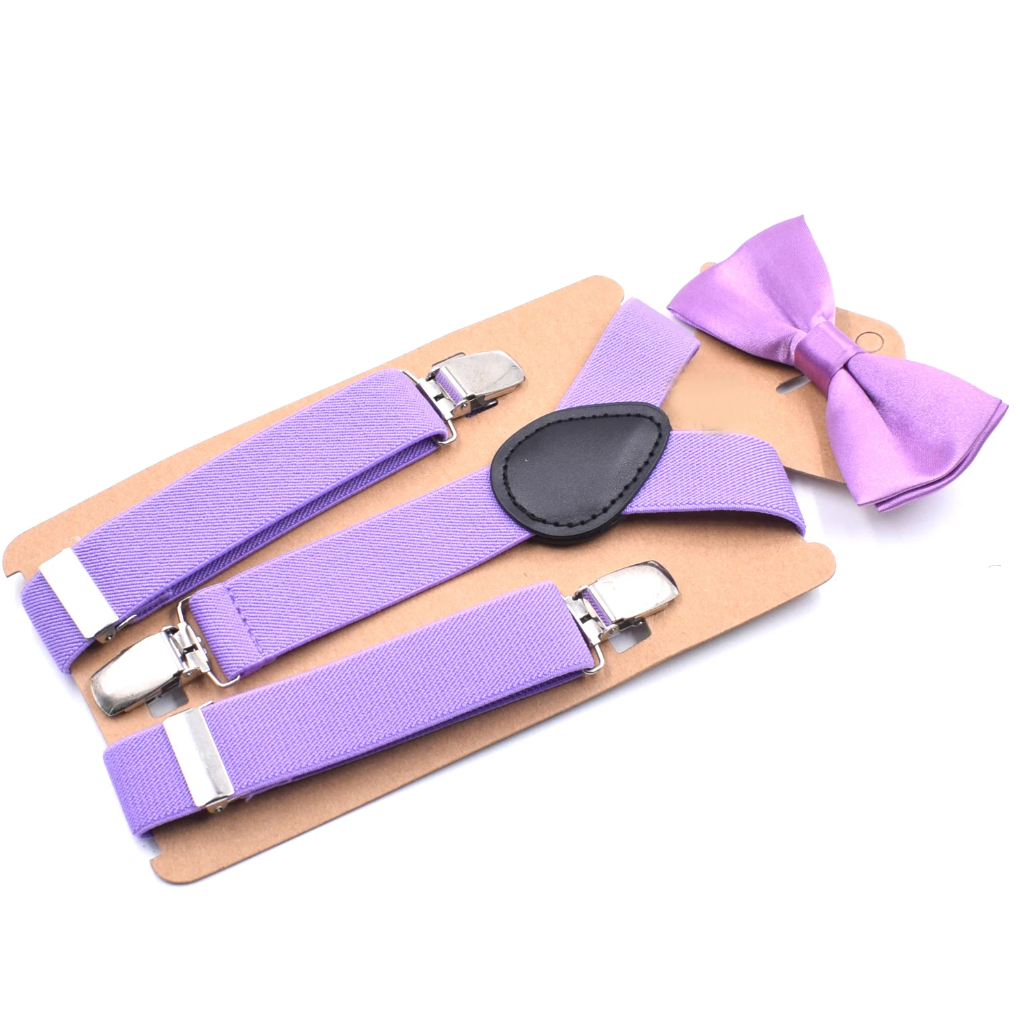Fashion Kids Solid Color Clips Suspenders Elastic Braces Suspenders With  Bowtie