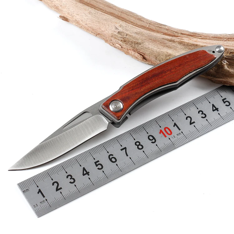 
7CR13MOV stainless steel small folding pocket knife knife china EDC gift knife with wooden handle 