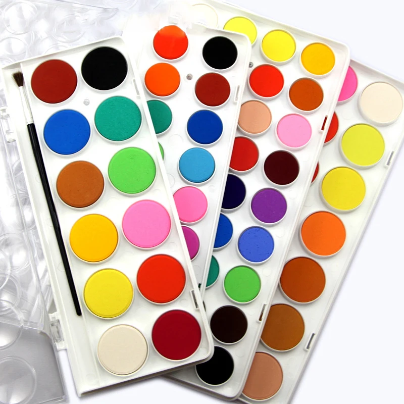 
water color artist paint cake 12/18/24/36 assorted watercolor field sketch set with brush 