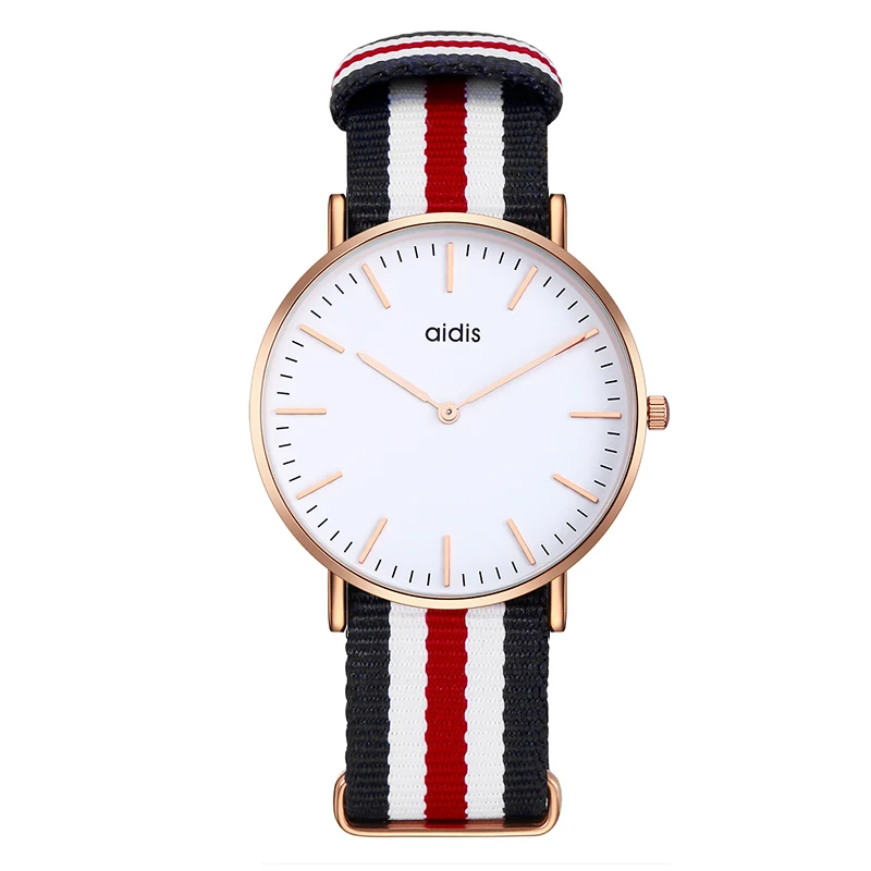 2019 Newest Free Sample Women Watch Waterproof Girl Watch Brand Alloy Fashion Unisex Charm Quartz Water Resistant Nylon Pointer