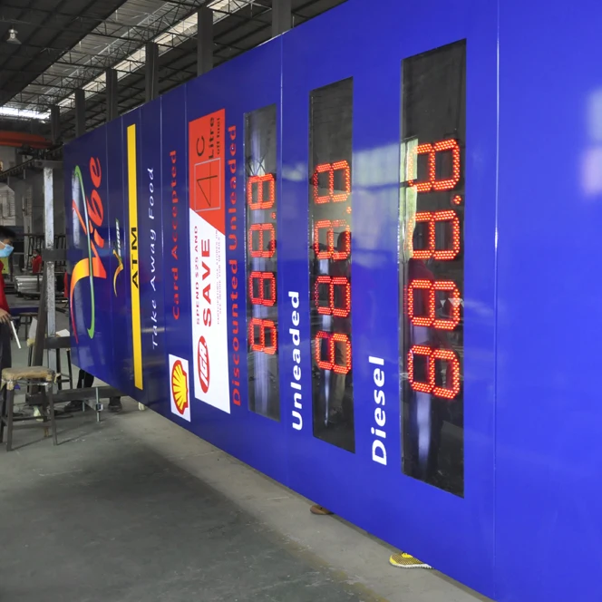 gas station equipment LED illuminated pylon signs light steel steel structure for petrol station steel canopy