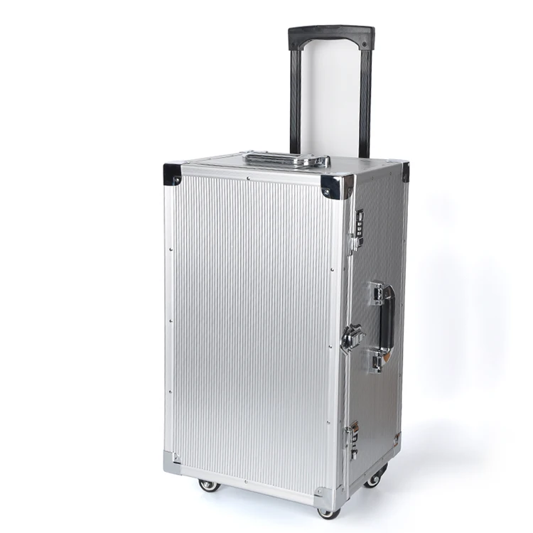 
Rolling wheeled carrying travel aluminum jewelry trolley case 