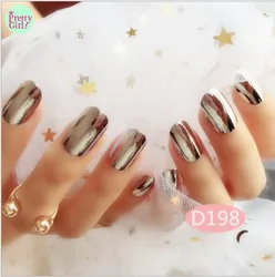 Wear A Silver-plated false nails finished Manicure finished hand finger elegant 24pcs long private label false nails do not fade