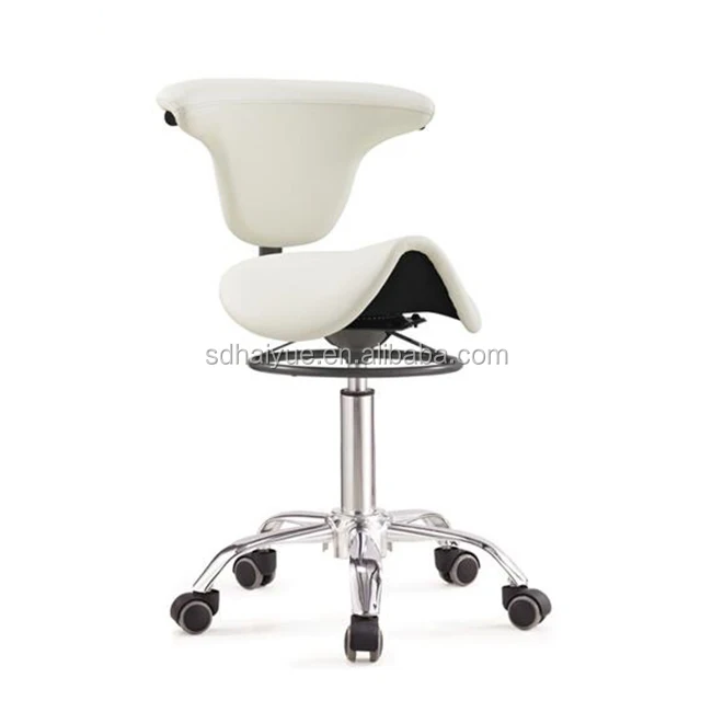 Ergonomic Medical Chair Dental Assistant Saddle Stool With Swivel Backrest