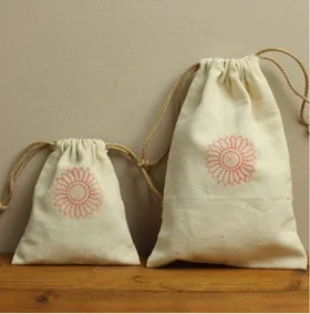 custom size 10*13cm nautral cotton drawstring jewelry storage and packaging dust bag
