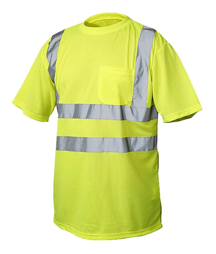 Kingson Reflective Safety T Shirt Airport Traffic Roadway Security Safety Shirts With Short Sleeves Guard Work Wear For Man