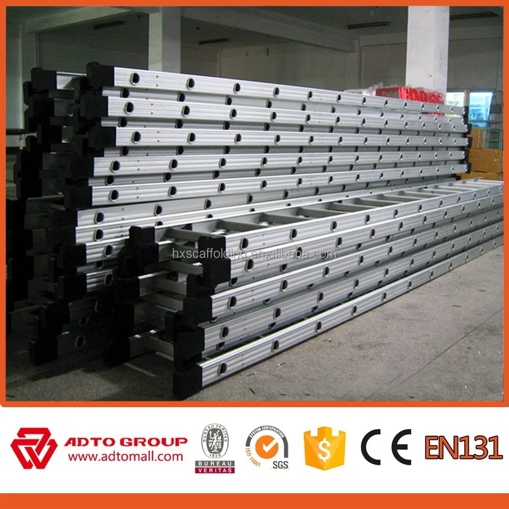 ADTO 6m 5m 4m 3m 2m Square Pipe Straight Aluminum Step Ladder with Custom Logo