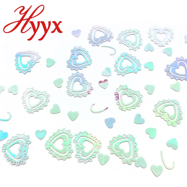 
HYYX 2018 fashion heart shape 30mm flat bulk loose decorative designs sequins 