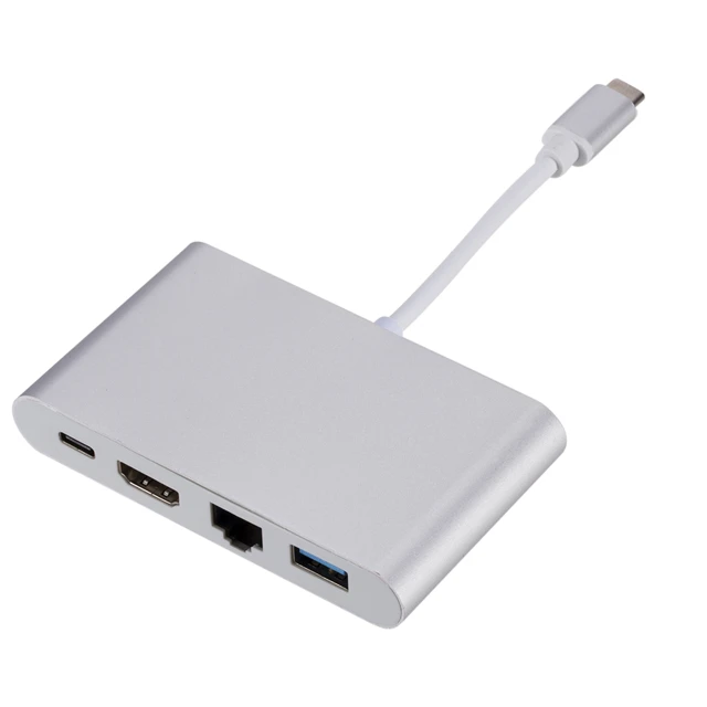Portable 4 In1 4K/2K RJ45 type c usb hub  PD Charger Converter Lan Adapter External USB-C Type-C Network Card USB Ethernet