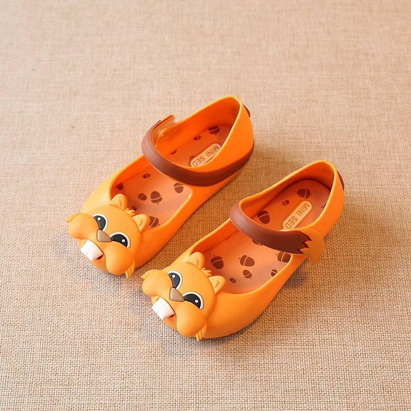 Squirrel design children girl larger size mini melissa jelly shoes