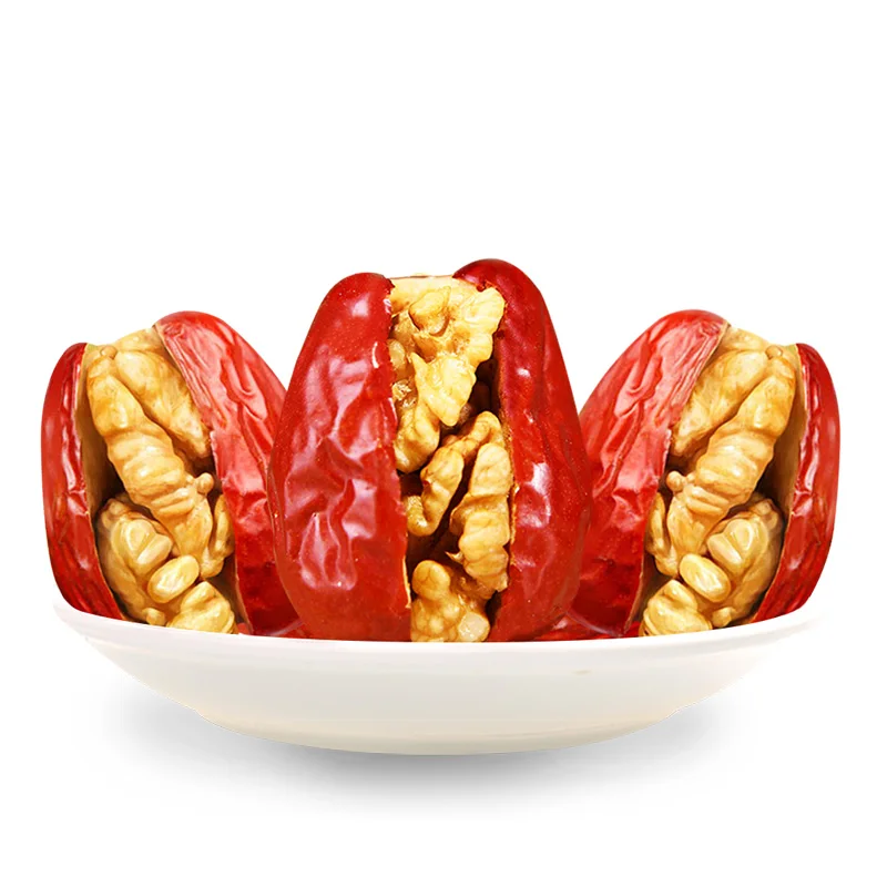 
Healthy snack food jujube with walnut sweet red jujube date walnut kernels 