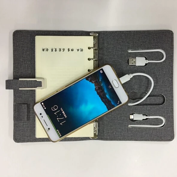 
diary power bank A6 6000mAh notebook power bank note book charger compatible ios & Android 
