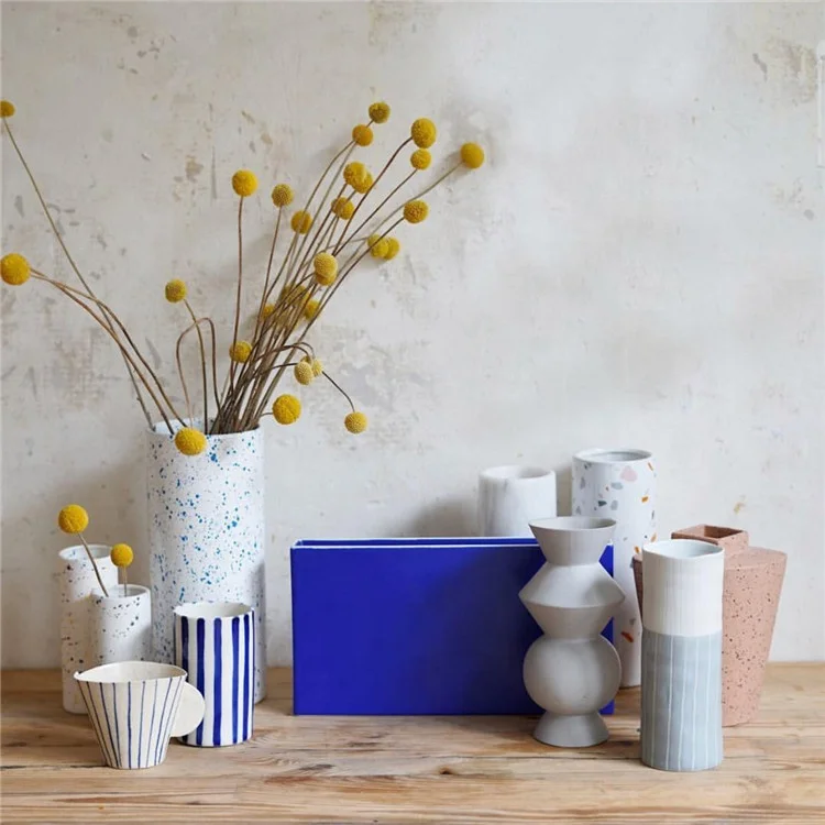 
Attractive designs cheap wholesale cylinder flower vase / terrazzo pot for plants 