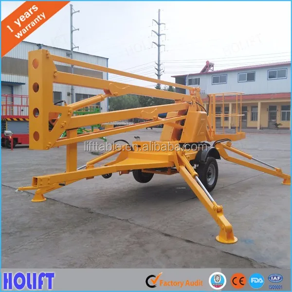 Good efficiency 14m hydraulic trailing telescopic boom lift platform