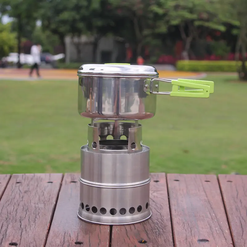 
stainless steel ultralight portable outdoor multi fuel mini fire camping alcohol stove wood stove fro backping 