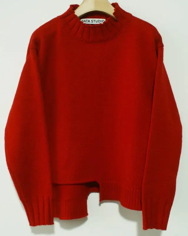 
DATA Girls Autumn Woolen Knitted Long Sleeve Fashion Asymmetrical Sweaters 