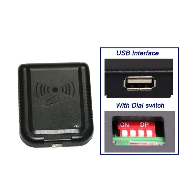 Бесконтактный Настольный usb-считыватель с радиочастотной идентификацией 13,56 МГц с переключателем, поддерживает 10 видов различных форматов вывода.