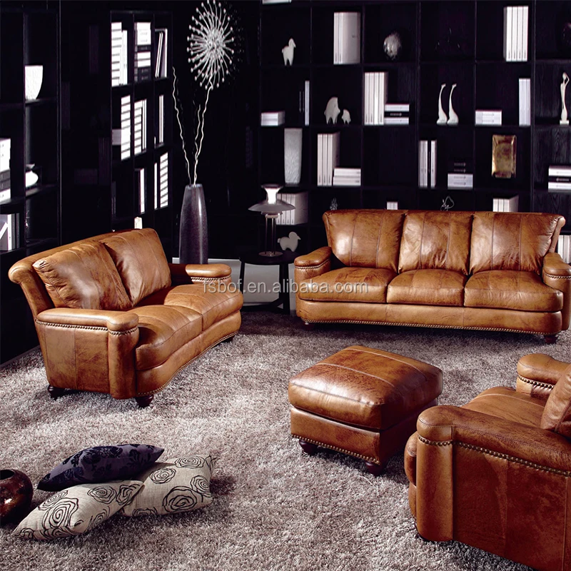 lobby furniture luxury italian leather sofa with botton D1633