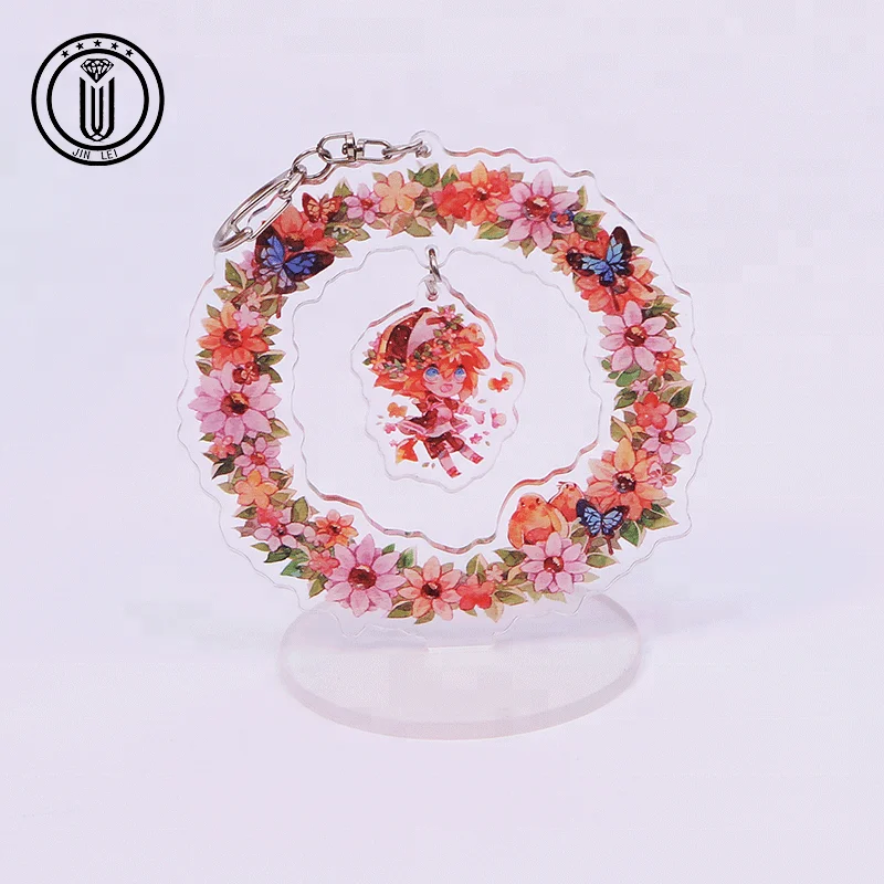 anime clear translucent and transparent acrylic stand keychain with background