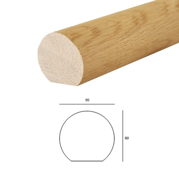 Exterior Wooden Handrails Stairs of Forge Decorative Solid and Composited Round Wooden Timber Handrail for Interior Stairs