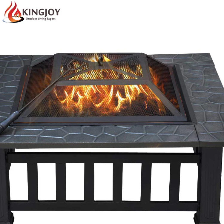 Уличный металлический квадратный стол с искровым экраном