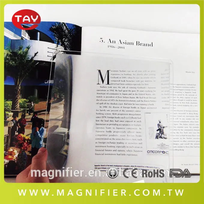 Plastic magnifying sheet A4 size big PVC magnifier fresnel lens