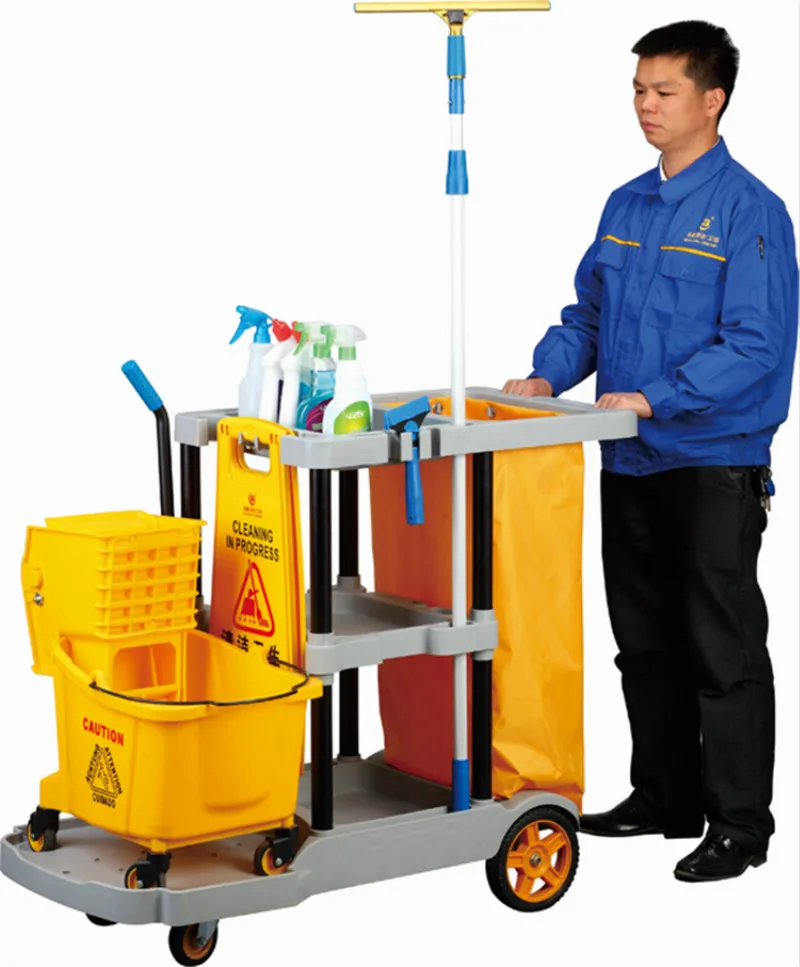 
MultiPurpose factory price plastic hotel housekeeping janitorial cleaning cart 