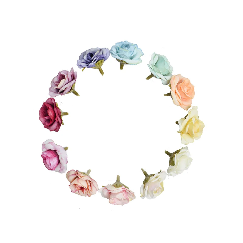 Shininglife Brand cheap Small fabric rose heads artificial rose for hair clip