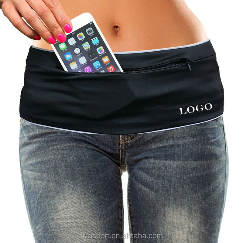 
Customized Amazon best fashion runners waist pack fitness waterproof smartphone pocket money belt spandex running waist bag belt 
