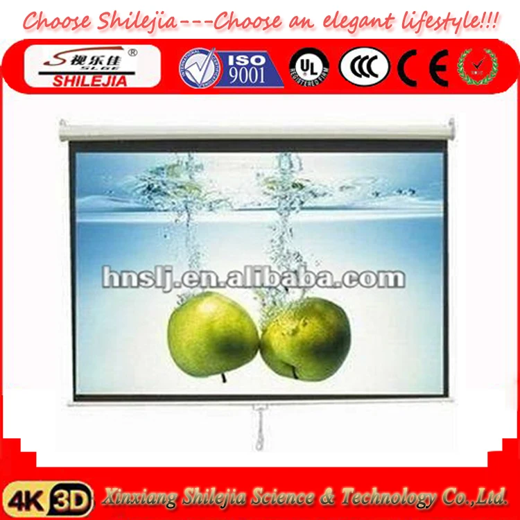 Format 4:3 widescreen pull down projector map screen with self lock