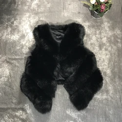 Wholesale new design short faux fox fur lady vest with top grade material for sweet women