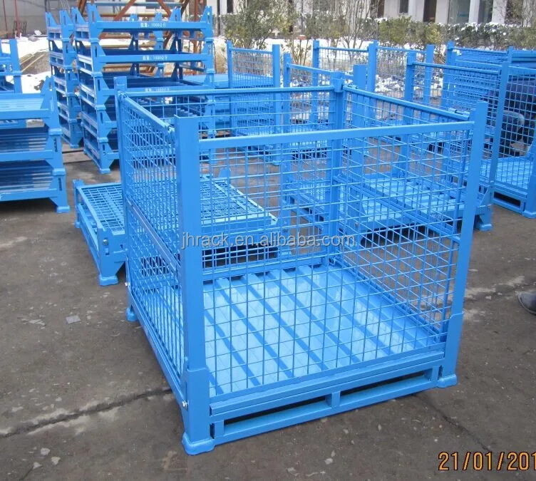 Warehouse material storage box pallet wire mesh container