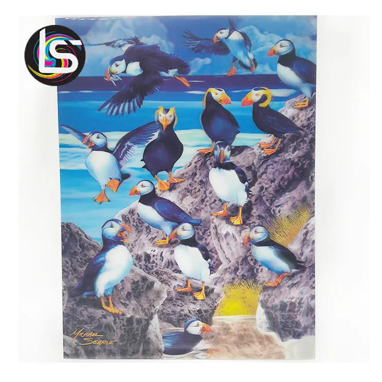 
Custom bedroom wall hanging 3D flip pictures decorative painting animal bird and butterfly 3d home decoration picture 