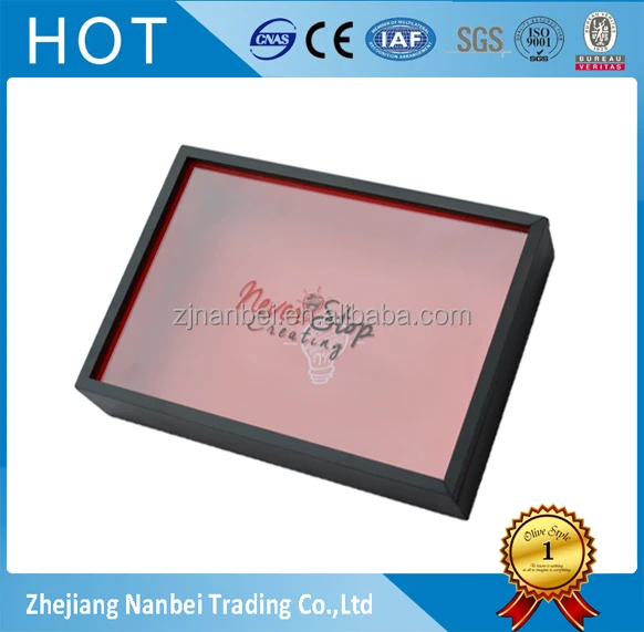 Custom logo painted color wooden shirt gift box transparent lid boxes