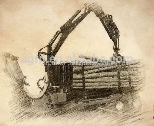 forest equipment tractor use hydraulic log trailer wood trailer timber loading trailer log wagon with crane grapple
