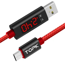 TOPK AC27 (1M/3.3ft) 2.4A LED Current Display Micro USB Data Cable