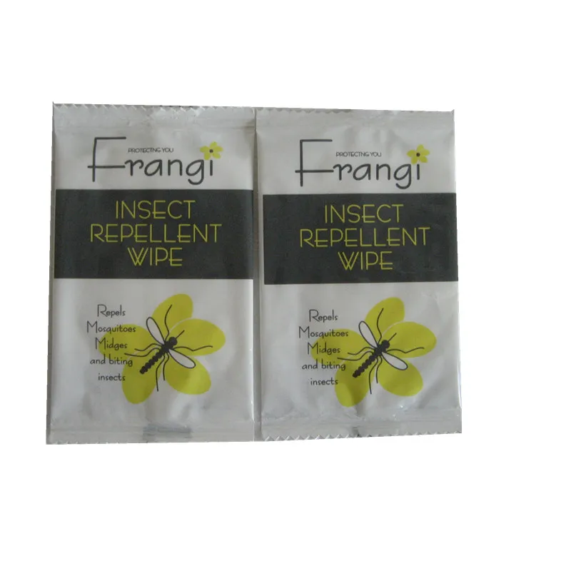 anti-insect wipes with active constituent citronella oil OEM factory anti-mosquito organic wet tissues in single sachet