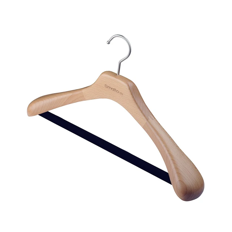 Wholesale cheap price durable custom logo anti slip black wooden coat clothes hanger