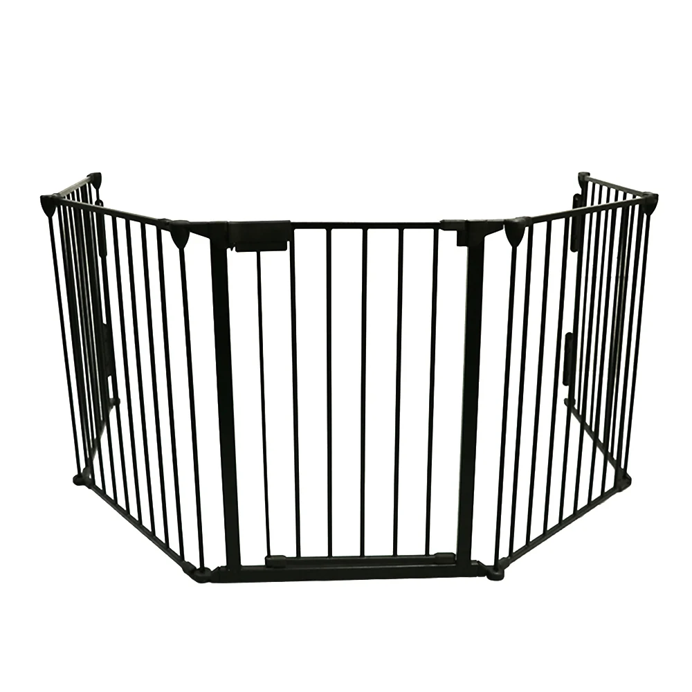 5 panels folding metal   safety barrier  pets safety gate fireplace gate guard fence baby metal playpen