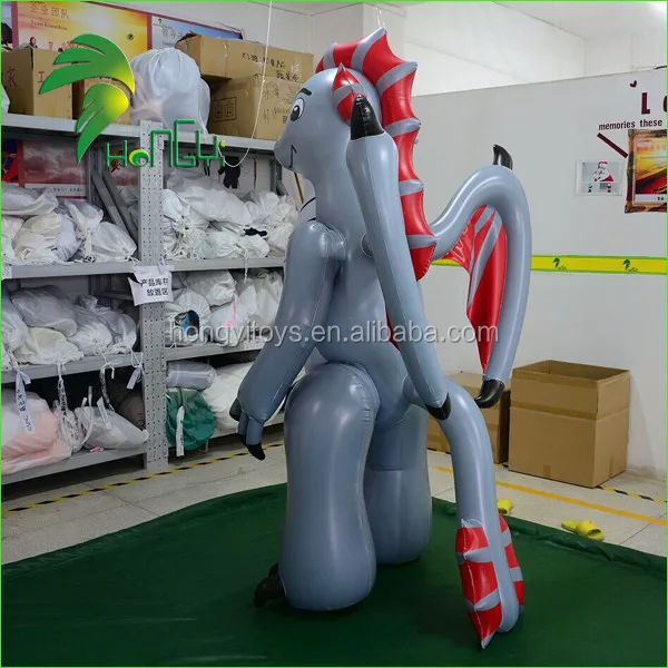 2.3m high customized cute inflatable dragon suit with wings for sale
