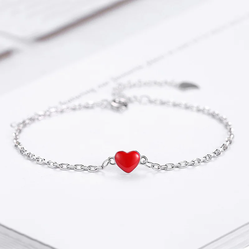 925 Silver red heart love bracelets