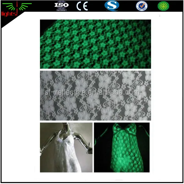 glow in the dark light polyester textile cloth fabric for night photoluminescent luminous mesh dresses clothing