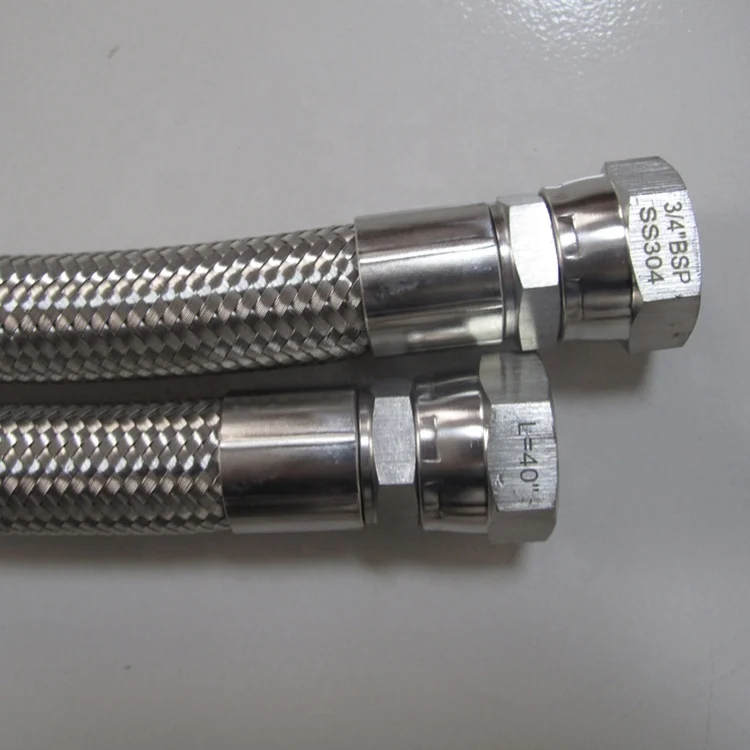 SS Braided PTFE Hydraulic Hose With BSP Female Swivel Fittings for oxygen