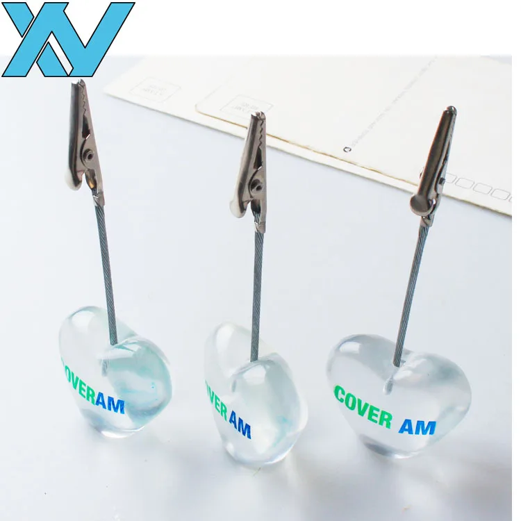 customer logo printing memo clips transparent heart base desktop photo holder