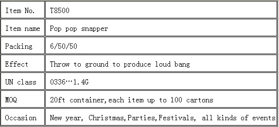 The safest fireworks T8500 POP pops snapper for Children
