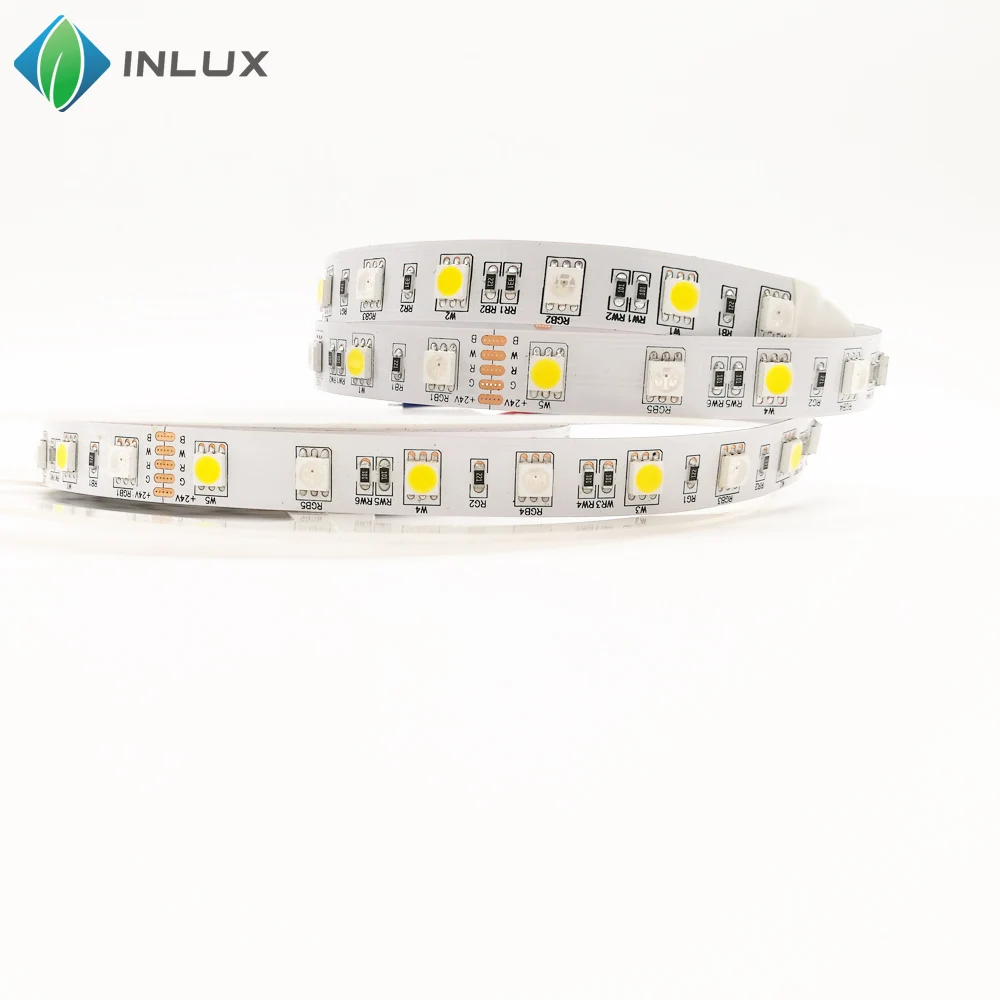 DC 24V smd 5050 RGB+W warm white 60LEDs/m waterproof ip20 indoor flexible stripe multicolor addressable rgbw led strip light